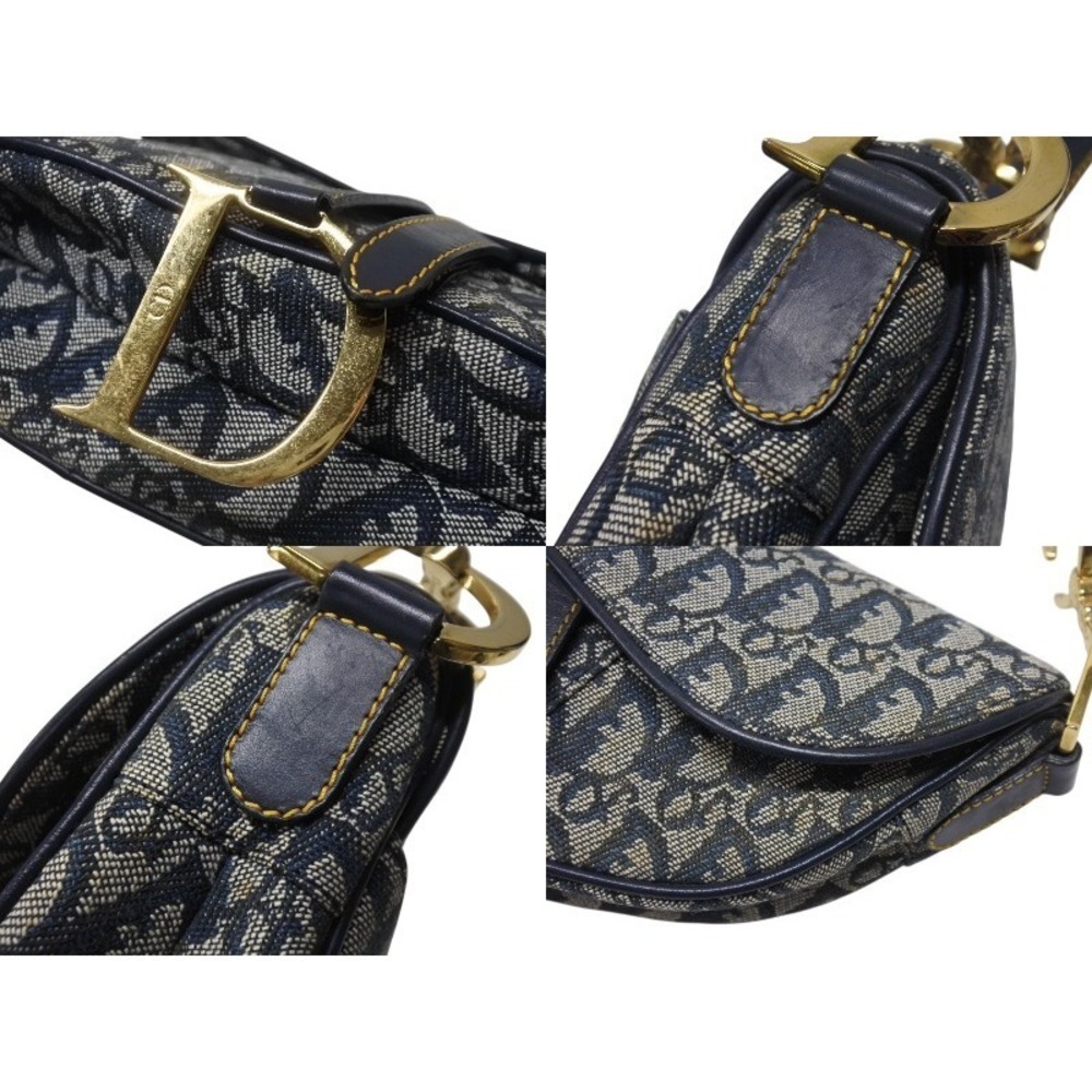 Dior Trotter Bag One Shoulder Saddle Hobo Christian Navy Galliano Blue - Picture 8 of 10